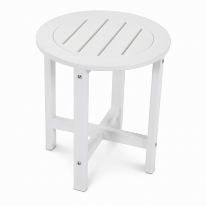 White HDPE Round Outdoor Side Table, 18 in. Dia. x 17 in. H, Small Weather-Resistant Patio End Table image 8