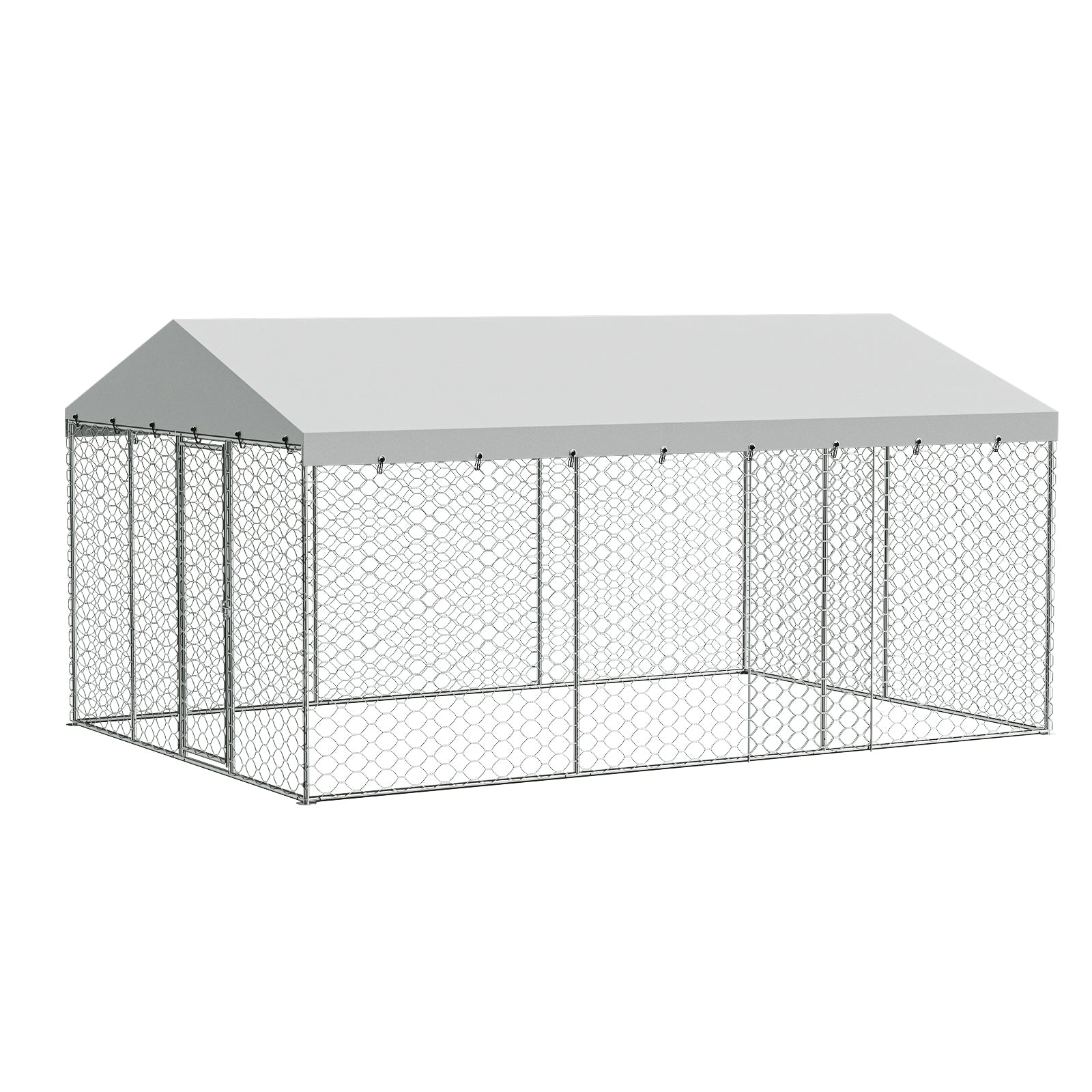 15x10 FT Large Outdoor Dog Kennel with Canopy, Heavy Duty Galvanized Steel Frame, Waterproof Cover, All-Weather Protection, Escape-Proof Lockable Pet Playpen for Large Dogs, Multiple Animals. image 3