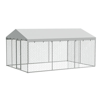 15x10 FT Large Outdoor Dog Kennel with Canopy, Heavy Duty Galvanized Steel Frame, Waterproof Cover, All-Weather Protection, Escape-Proof Lockable Pet Playpen for Large Dogs, Multiple Animals. image 3