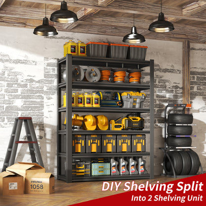 82"H 6 Tier Metal Shelves for Storage Garage Shelving 2400LBS Heavy Duty Storage Shelves Adjustable Garage Shelf Industrial Shelving Unit Storage Utility Rack,48"W*18"D*82"H,Black image 4