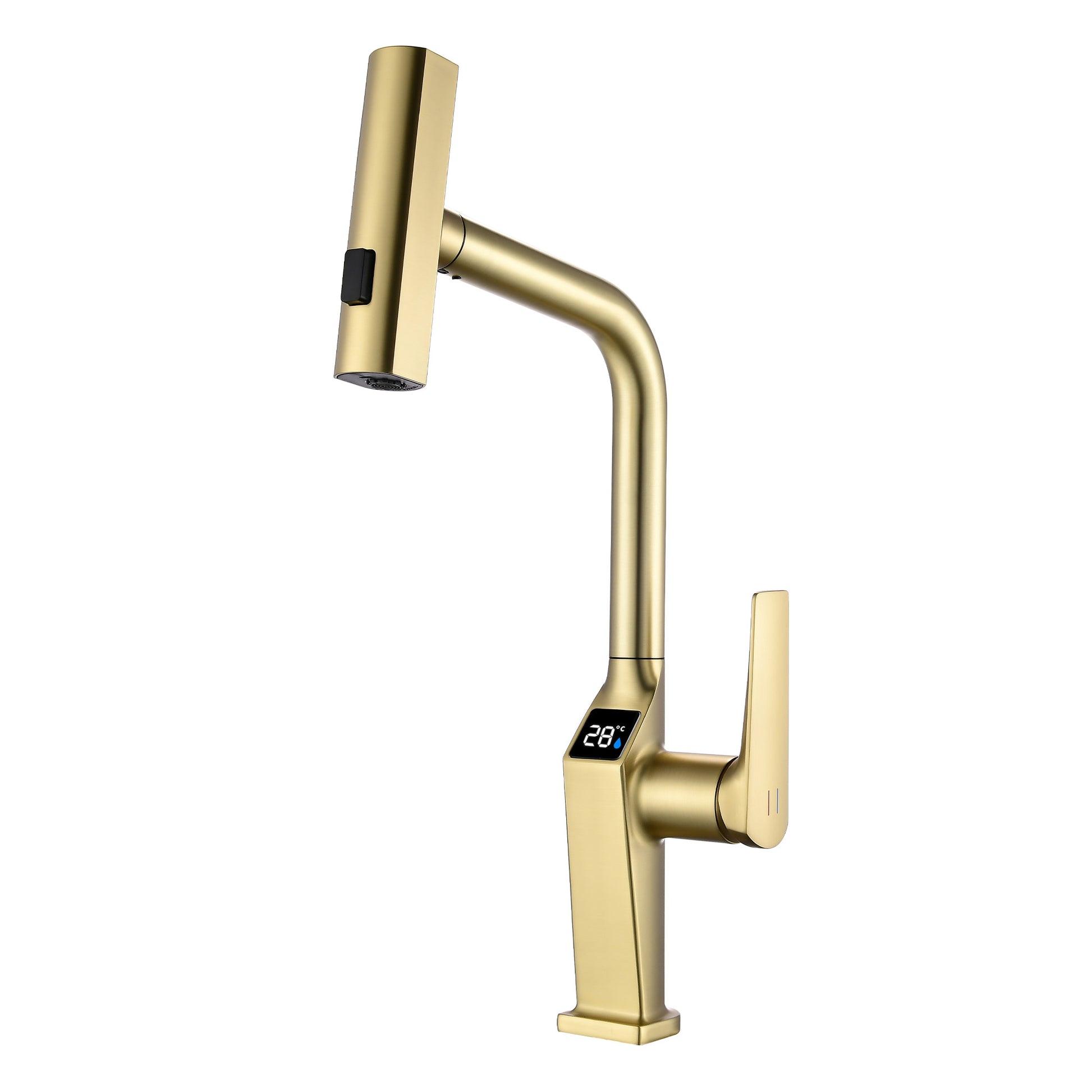 Touchless ​​Brushed Gold Kitchen Faucet with LED Display, Motion Sensor Kitchen Sink Faucet with 3-Function Pull-Out Sprayer & 360° Swivel Spout image 8