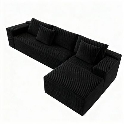 104.3*68.9"Modular sectional sofa seat,Upholstered compressed couch for living room,Bedroom,Apartment,No assembly required,2PC free combination,Plush corduroy fabric,BLACK image 11