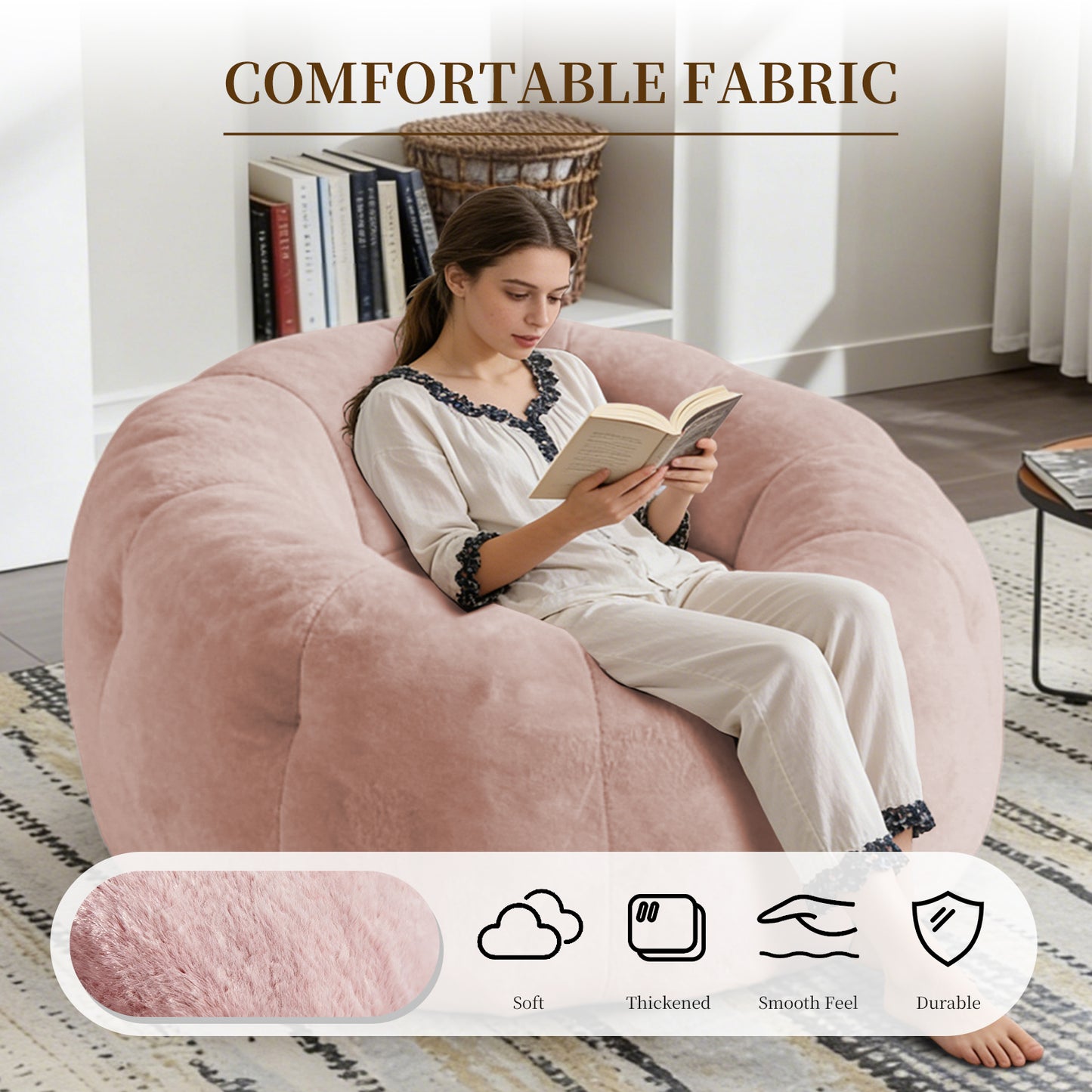 Round Floral Bean Bag Chair,Comfort and Body-Contouring Support for Versatile Home Relaxation and Decor Integration image 3
