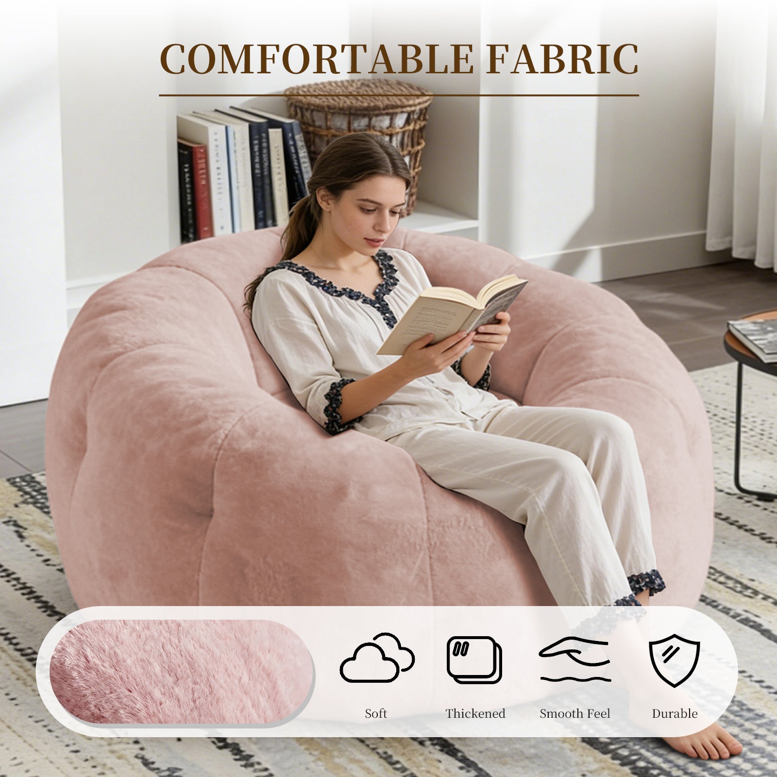 Round Floral Bean Bag Chair,Comfort and Body-Contouring Support for Versatile Home Relaxation and Decor Integration image 3