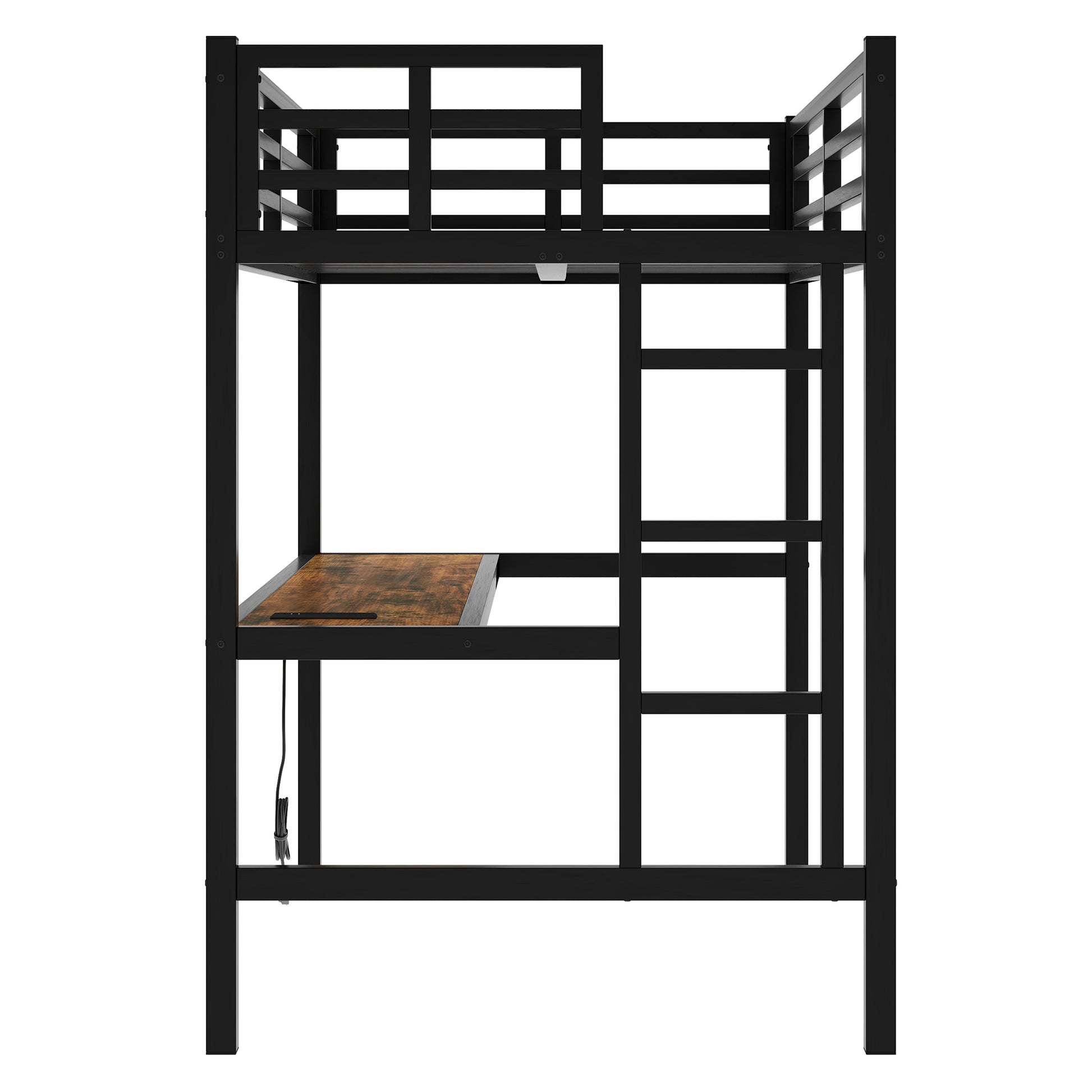 Metal Twin XL Size Loft Bed with Power Outlet and LED Lighted, Space-Saving, Noise Reduced, Black image 12