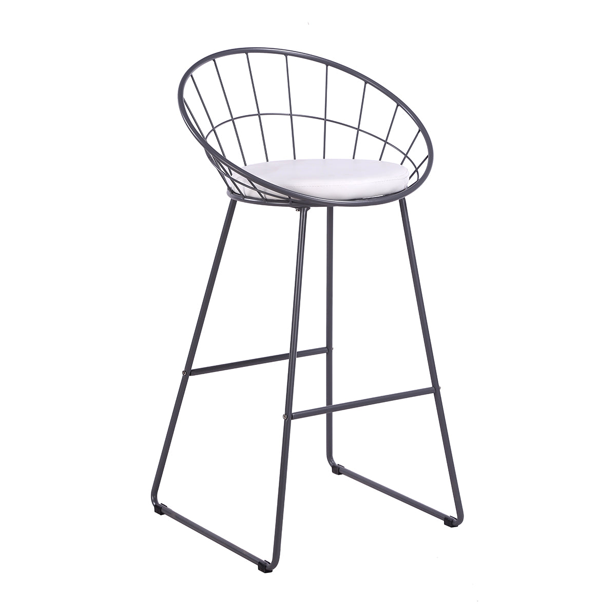 2Pcs Modern Nordic Counter Height Bar Stools, 29.5" Seat Height Industrial Bar Chairs with Curved Hollow Metal Frame Backrest, Padded Faux Leather Seat,Assembly Needed image 1