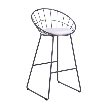 2Pcs Modern Nordic Counter Height Bar Stools, 29.5" Seat Height Industrial Bar Chairs with Curved Hollow Metal Frame Backrest, Padded Faux Leather Seat,Assembly Needed image 1
