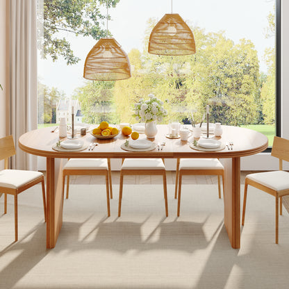 55.12"-70.87"Modern Extendable Dining Table with removable extension leaves,Mid-century modern style home table,Suitable for dining rooms, kitchens, and living rooms,Natural Walnut image 3
