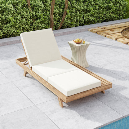 Lounge Chaise Set, Space Available On One Side, Acacia Solid Wood In light brown With Lounge Cushion (Cream & Triple Fold) – Matching Dark Grey Version Available image 4