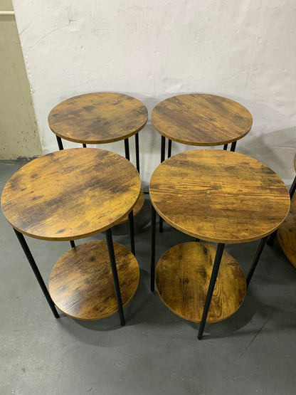 3-Piece Coffee Table and End Table Sets for Living Room, Round Coffee and End Table Set of 3 with Large Storage, Modern Farmhouse Furniture for Apartment Home (Rustic Brown) image 9