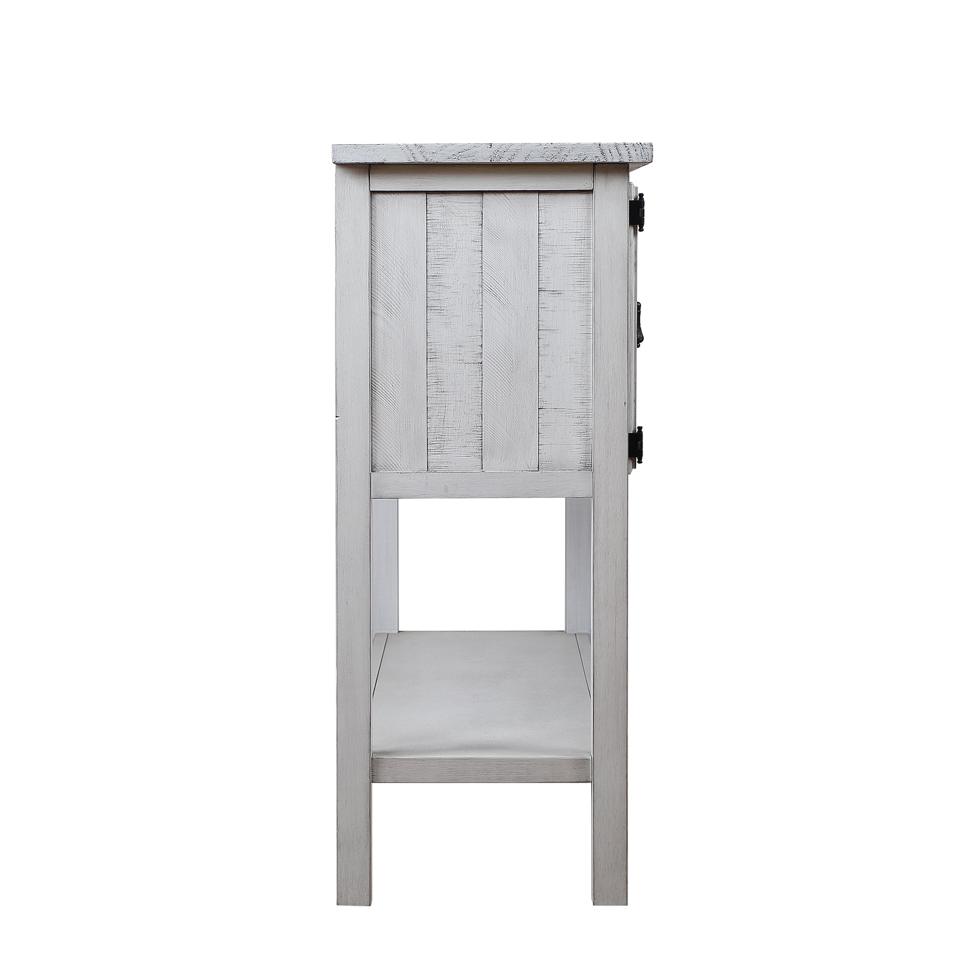 46'' Solid Wood Sideboard Console Table with 2 Drawers and Cabinets and Bottom Shelf, Retro Style Storage Dining Buffet Server Cabinet for Living Room Kitchen Dining Room (Antique White image 4
