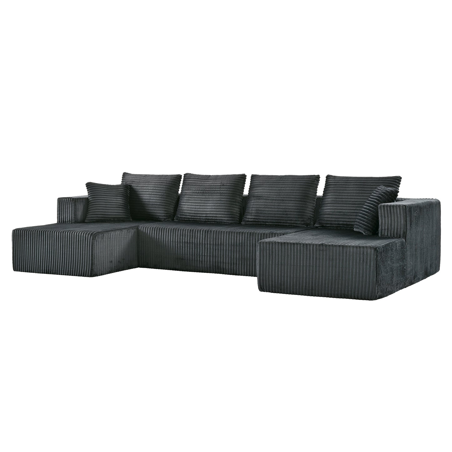 132.1 Inch Modular Sectional Sofa, U-Shaped Corduroy Sofa Couch with Double Chaise, Oversized Deep Seat Cloud Couch for Living Room, Apartment, Gray image 10