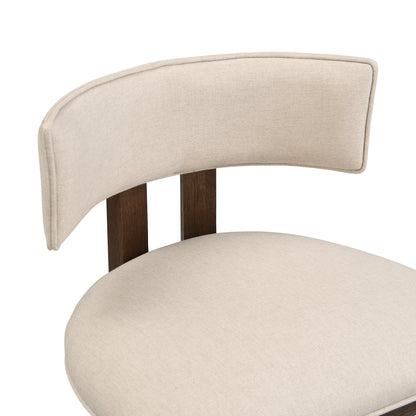 26" Counter Height Bar Stool, Upholstered Counter Stools (Set of 2)-Walnut+Beige image 10