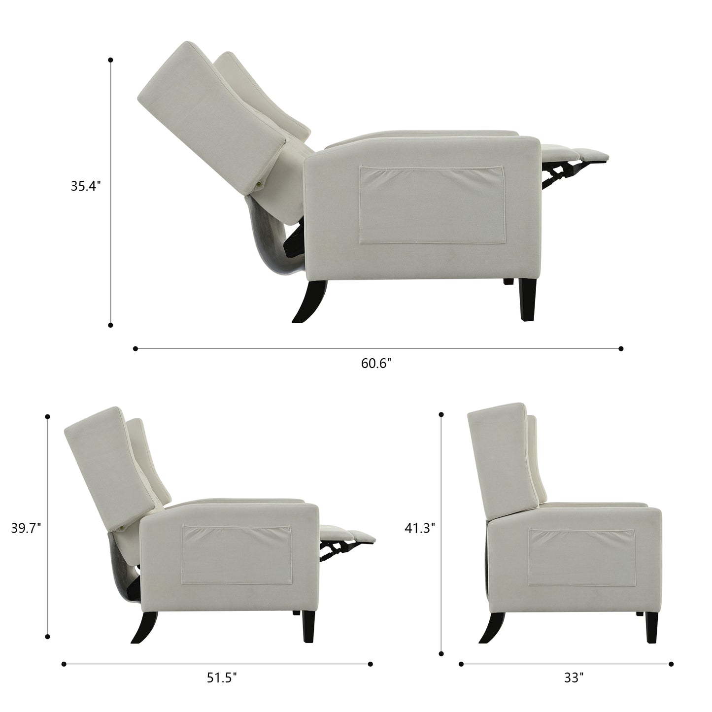 Manual Adjustable WingBack Recliner Chair. with Foldable Side Table, USB Charging ports,Modern Comfy PushBack Reclining Chairs for Living Room, Bedroom,Dorm, Office image 7