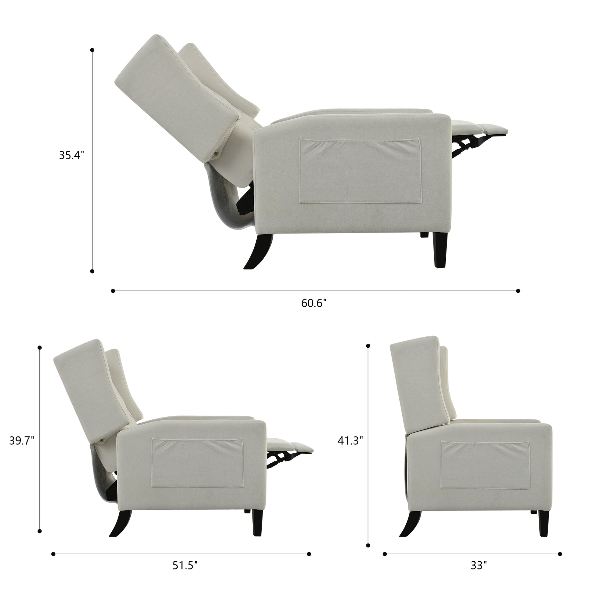 Manual Adjustable WingBack Recliner Chair. with Foldable Side Table, USB Charging ports,Modern Comfy PushBack Reclining Chairs for Living Room, Bedroom,Dorm, Office image 7