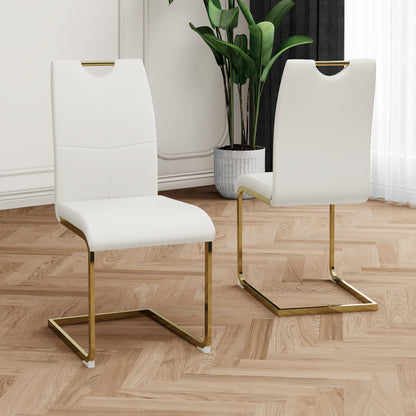 Modern Dining Chairs with Faux Leather Padded Seat Dining Living Room Chairs Upholstered Chair with gold Metal Legs Design for Kitchen, Living, Bedroom, Dining Room Side Chairs Set of 2 image 3