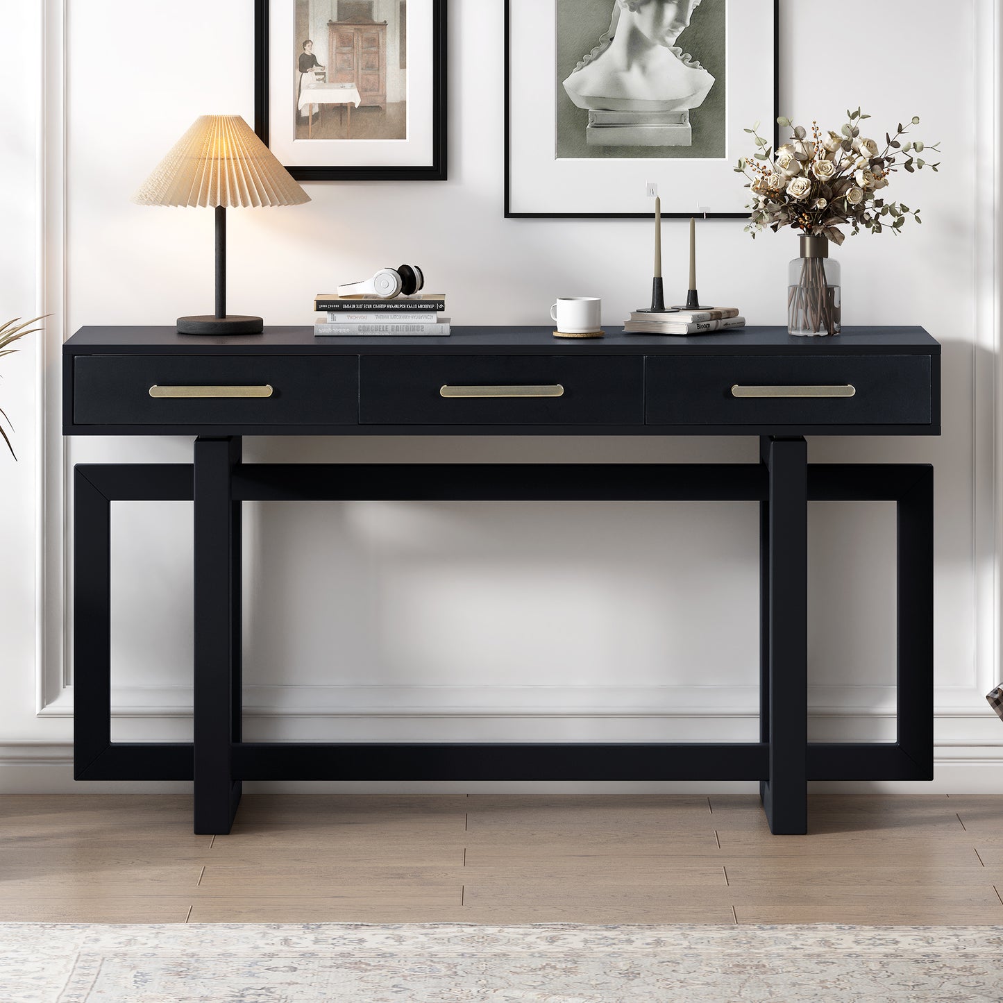U_STYLE Elegant Console Table with Three Drawers, Extra Long Entryway Table for Entryway, Hallway, Living Room, Foyer, Corridor image 2