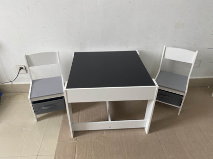 Kids Table and Chair Set, 3 in 1 Wooden Activity Table with Storage Drawer for Toddlers Drawing, Reading, Crafts, 2 in 1 Detachable Tabletop Table Set for Nursery, Playroom image 10