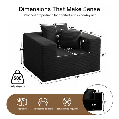 Boneless Sofa Chair, No Assembly Couch in a Box Memory Foam Mini Cloud Reading Chair with Throw Pillow for Living Room Bedroom Playroom image 2