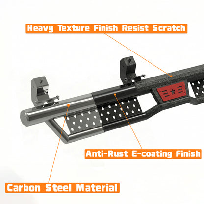 Running Boards with Two Stairs Design All-Steel Build, Bolt-on Side Steps Compatible with 2018-2026 Jeep Wrangler JL 4 Doors, Black Powder Coated Nerf Bar, Hexagonal Pipe Design. image 9