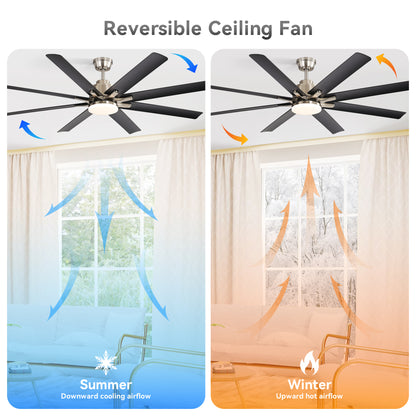 52-Inch Smart Ceiling Fan With Lights,6 Wind Speed,With 8 Black ABS Blades,Voice Remote,Fan For Bedroom,Living Room,Patio,Kitchen image 3