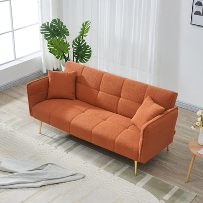 70-inch teddy fleece sofabed, convertible futon sofabed with adjustable arms and backrest, modern love sofa for living room and bedroom. image 2