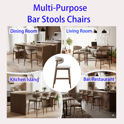 Set of 2 Upgraded Version Modern Ash Wood Counter Height Bar Stools - WALNUT image 5