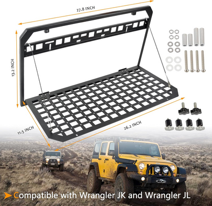Tailgate Table Foldable Rear Cargo Shelf Compatible with Jeep Wrangler 2007-2017 JK JKU & 2018-2026 JL JLU (Not Fit JK Models with Stock Subwoofer) image 11