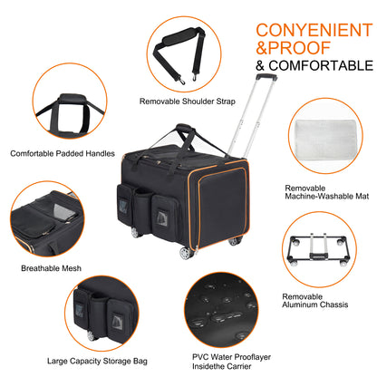 2 in 1 Large Cat Carrier for 2 Cats, Rolling Pet Carrier with Wheels, Expandable Foldable Double Pet Carrier with Removable Divider, Breathable Mesh Oxford, Cat Travel Crate for Car/Camping/Vet, Black image 5