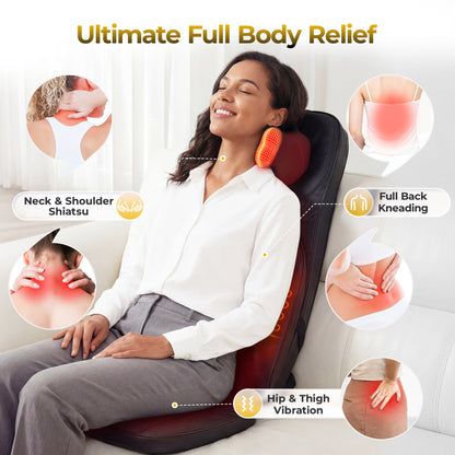 Massage Chair Pad, 3-in-1 Shiatsu Neck and Back Massager Cushion with Heat, Adjustable Height & Intensity, Full Body Massage Pad for Recliner and Sofa, Fathers Day Dad Gifts image 8