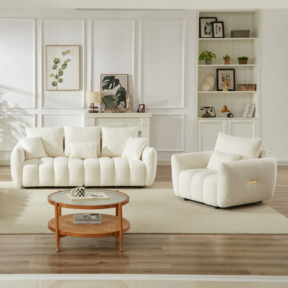 3 Seater + 1 Seater Combo Sofa Modern Living Room Sofa, Teddy Sofa, Wooden Frame, 4 Cushions, Apartment Sofa Furniture image 5