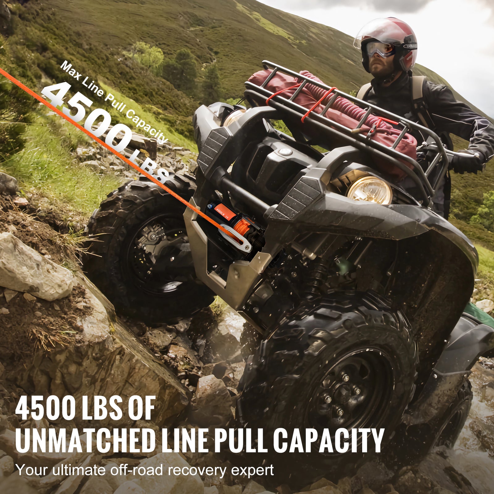 Electric Winch ATV UTV 4500 lb Synthetic Rope Waterproof Remote Control image 7