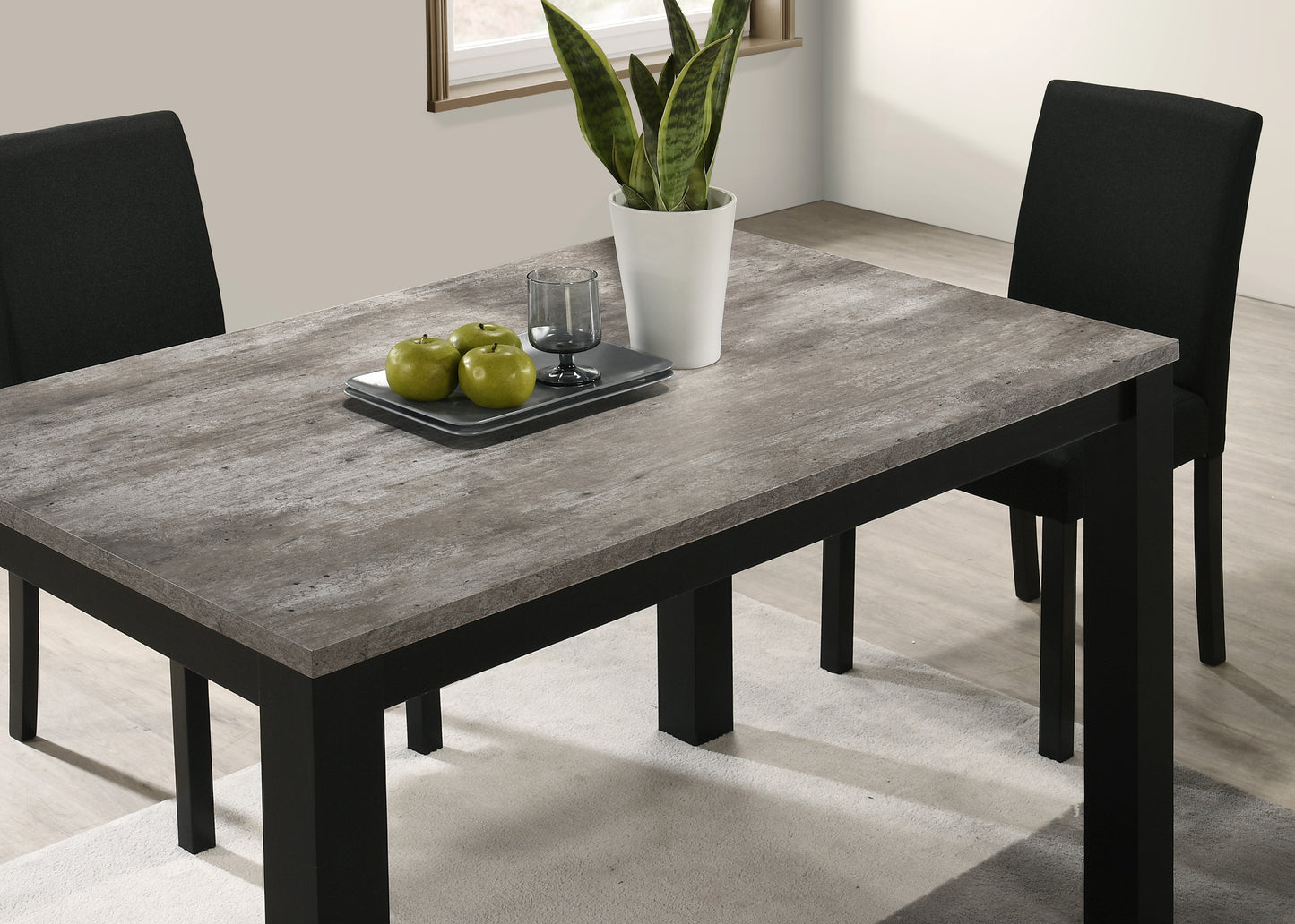 1pc Faux-concrete Top Finish Rectangular Dining Table Wooden Dining Room Furniture Modern Contemporary Black Charcoal Finish image 3