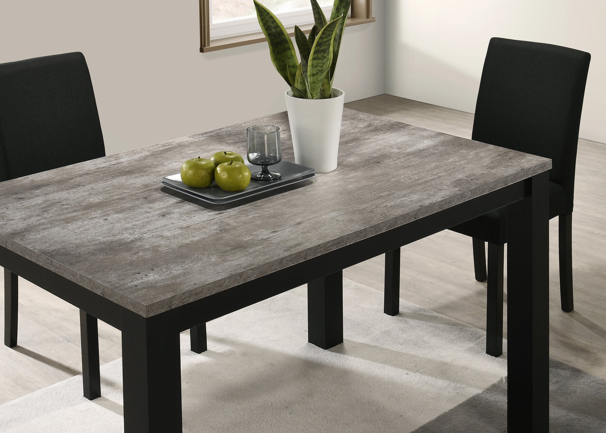1pc Faux-concrete Top Finish Rectangular Dining Table Wooden Dining Room Furniture Modern Contemporary Black Charcoal Finish image 3