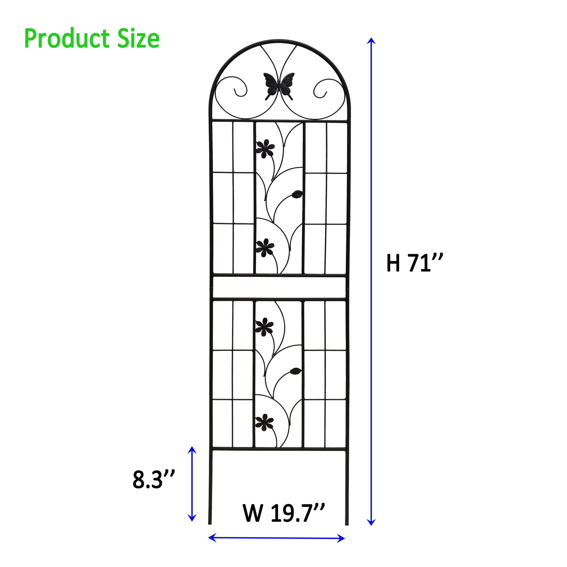 4 Pack Metal Garden Trellis 71" x 19.7" Rustproof Trellis for Climbing Plants Outdoor Flower Support Black image 2