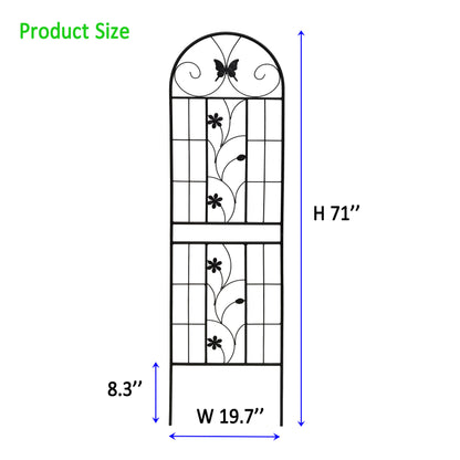 4 Pack Metal Garden Trellis 71" x 19.7" Rustproof Trellis for Climbing Plants Outdoor Flower Support Black image 2