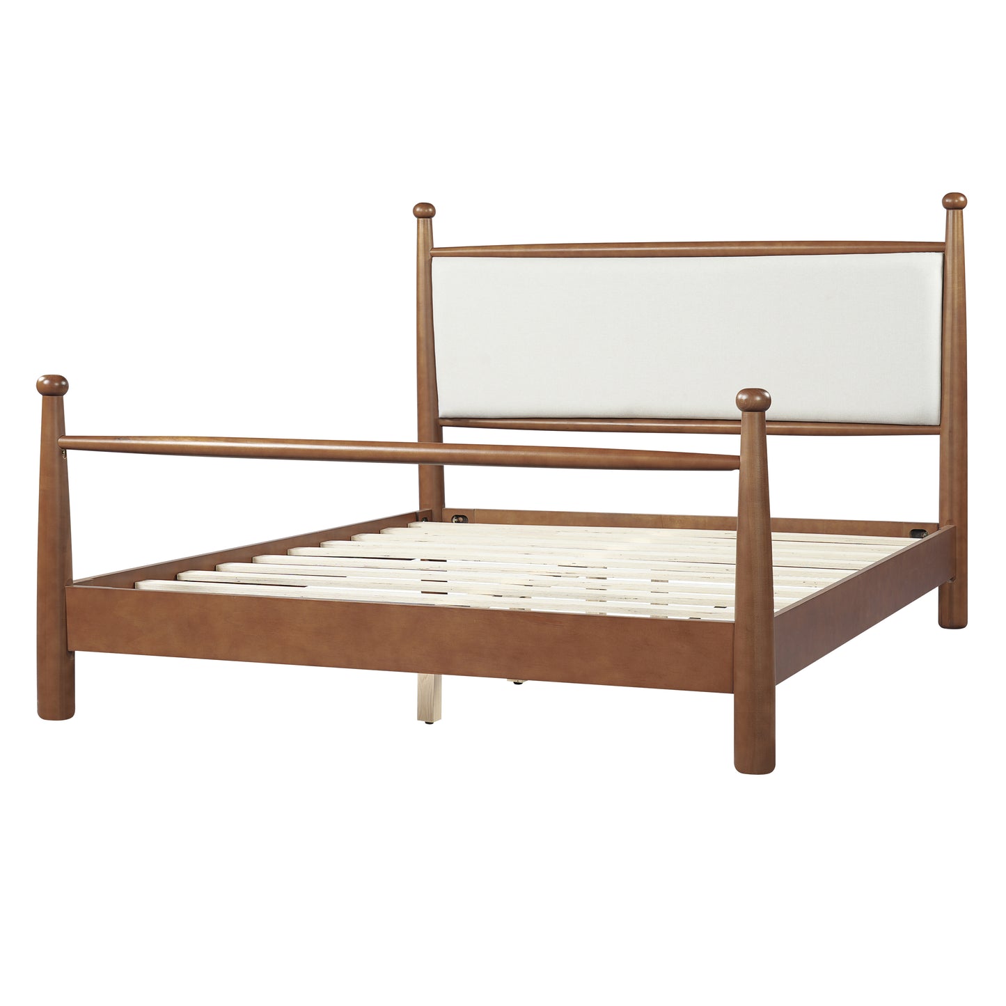 Solid Poplar & Plywood Bed Frame with Upholstered Headboard, Queen image 5