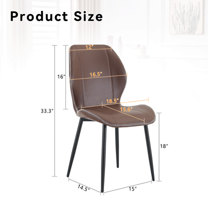 4-Pack Brown Coffee PU Leather Dining Chairs - Set of 4