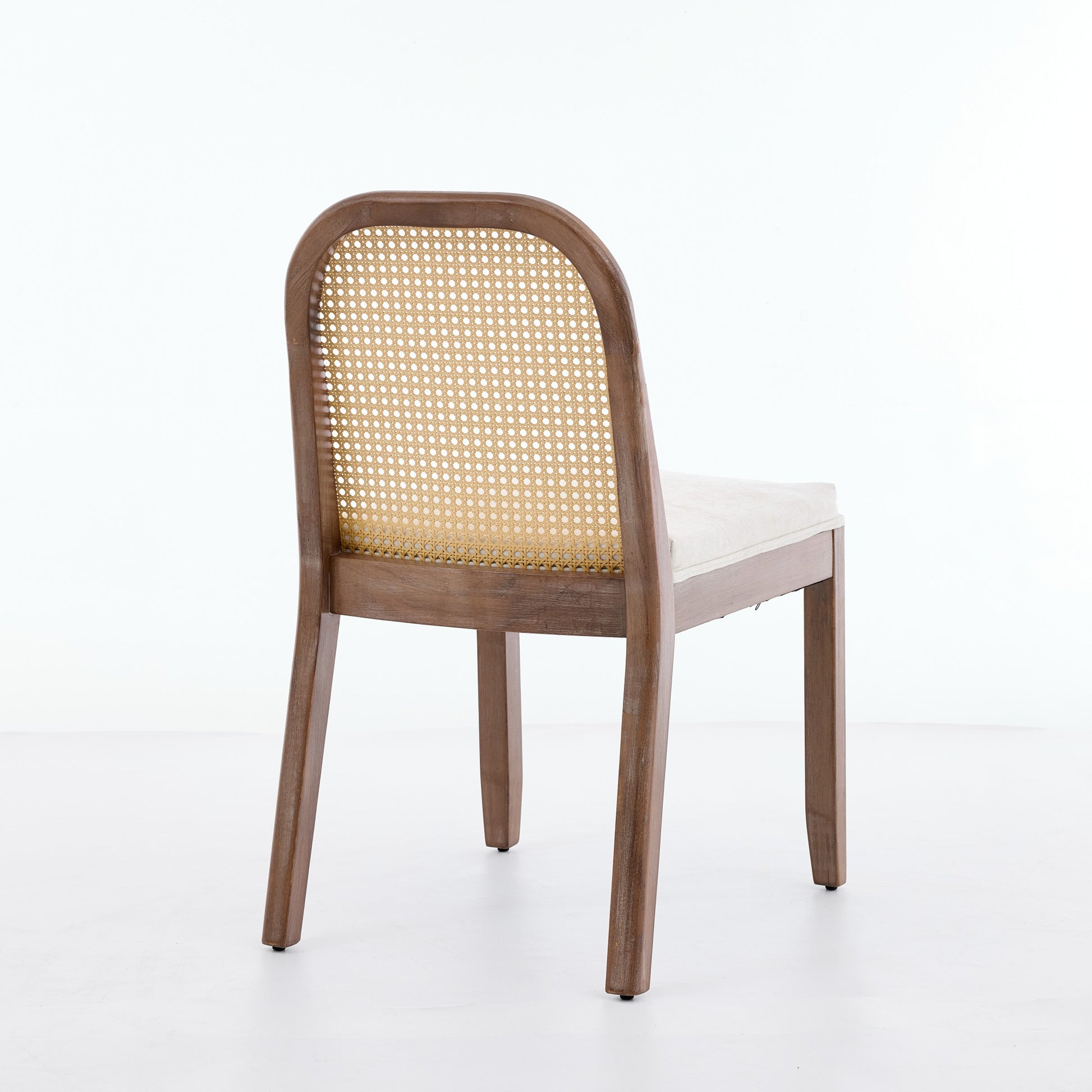 Set of 2 Curved Arched Cane Back Dining Chairs,Mid Century Farmhouse Side Chairs,Distressed Solid Wood Frame,Chenille Cushion with S-Spring and Sponge,Armless Accent Chairs for Kitchen,Beige,SW1899BG image 6