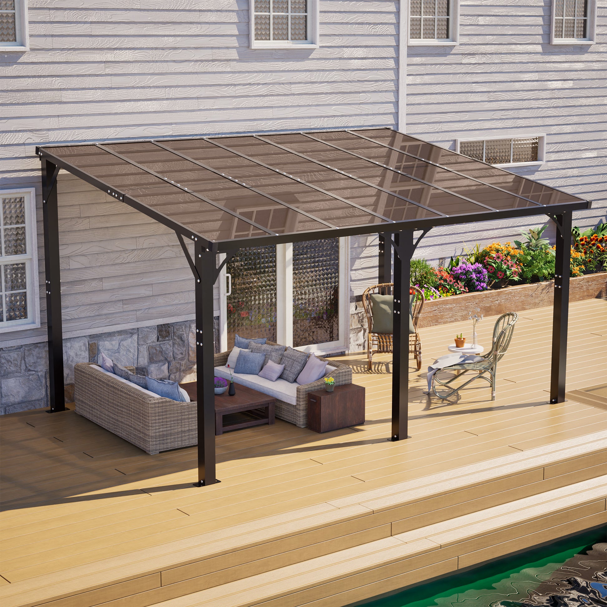 14x10 FT Hardtop Gazebo, Heavy Duty Outdoor Pergola with Tinted Polycarbonate Roof, UV & Snow Resistant, Rustproof Aluminum Frame – For Patio, Backyard, Garden, Carport image 1