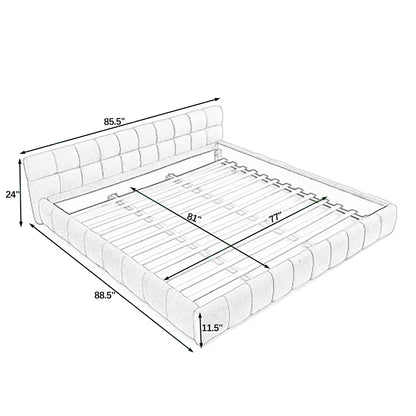 King size Upholstered Bed Frame with Thick Fabric, Chenille Fabric Grounded King Size Platform Bed with Headboard and Solid Frame. No Box Spring Needed-green(88.5''*85.5''*24'') image 10