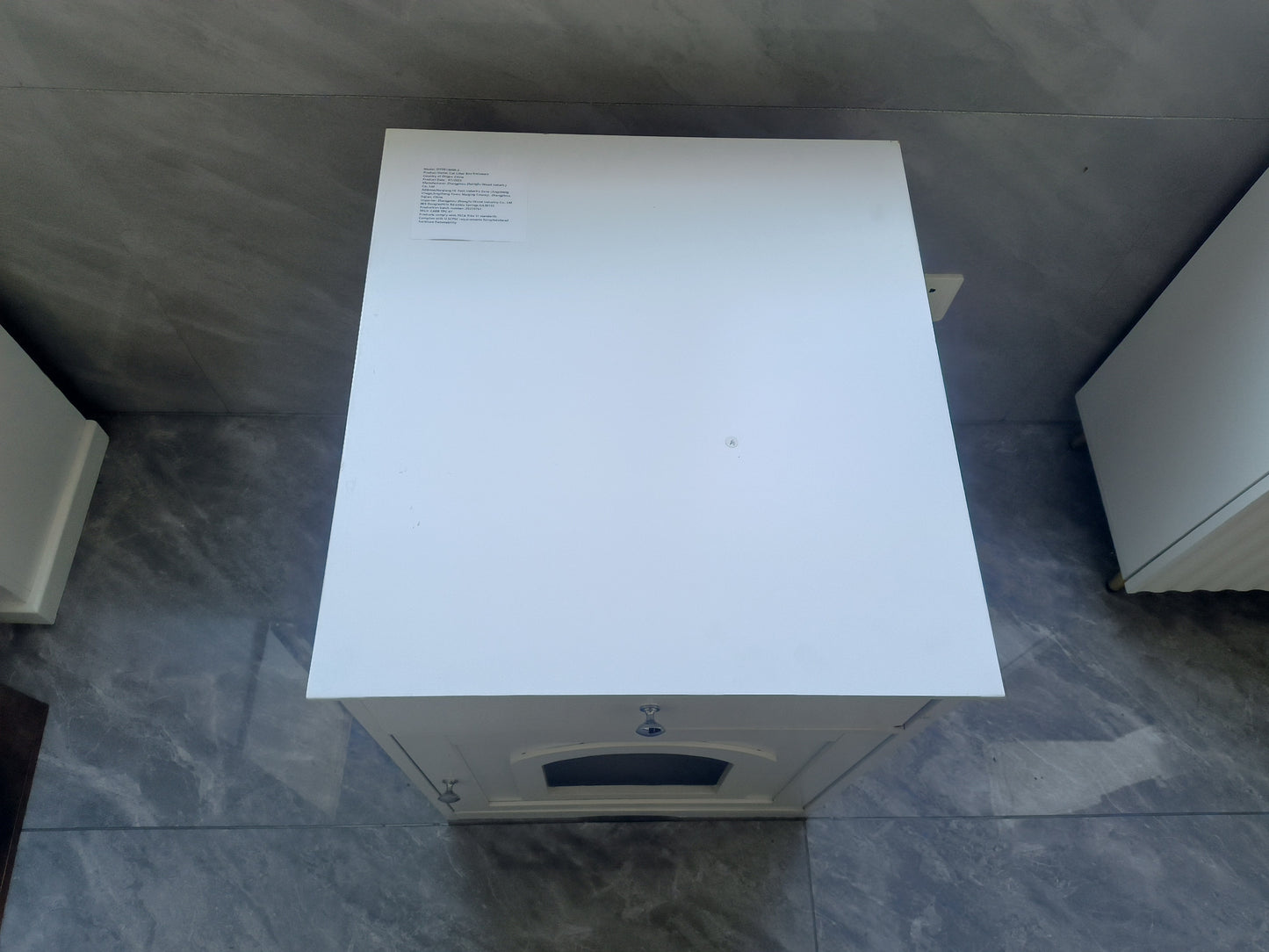 Wooden Pet House Cat Litter Box Enclosure with Drawer, Side Table, Indoor Pet Crate, Cat Home Nightstand (White) image 3