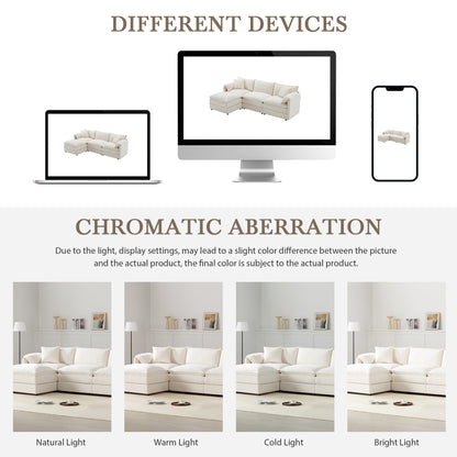 [NEW SKU of N723S0687W]103" Chenille Modular Sectional Sofa with Deep and Wide Seat, L Shaped Cloud Couch Set with Double Cushions, 4 Seat Sofa with Movable Ottoman, Oversized Indoor Furniture image 9