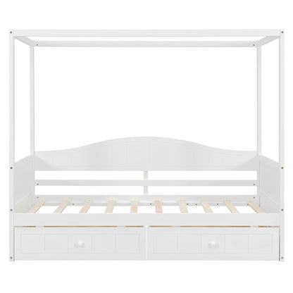 Twin Size Canopy Day Bed with 2 Drawers, White(Old SKU: N708P373435K) image 4