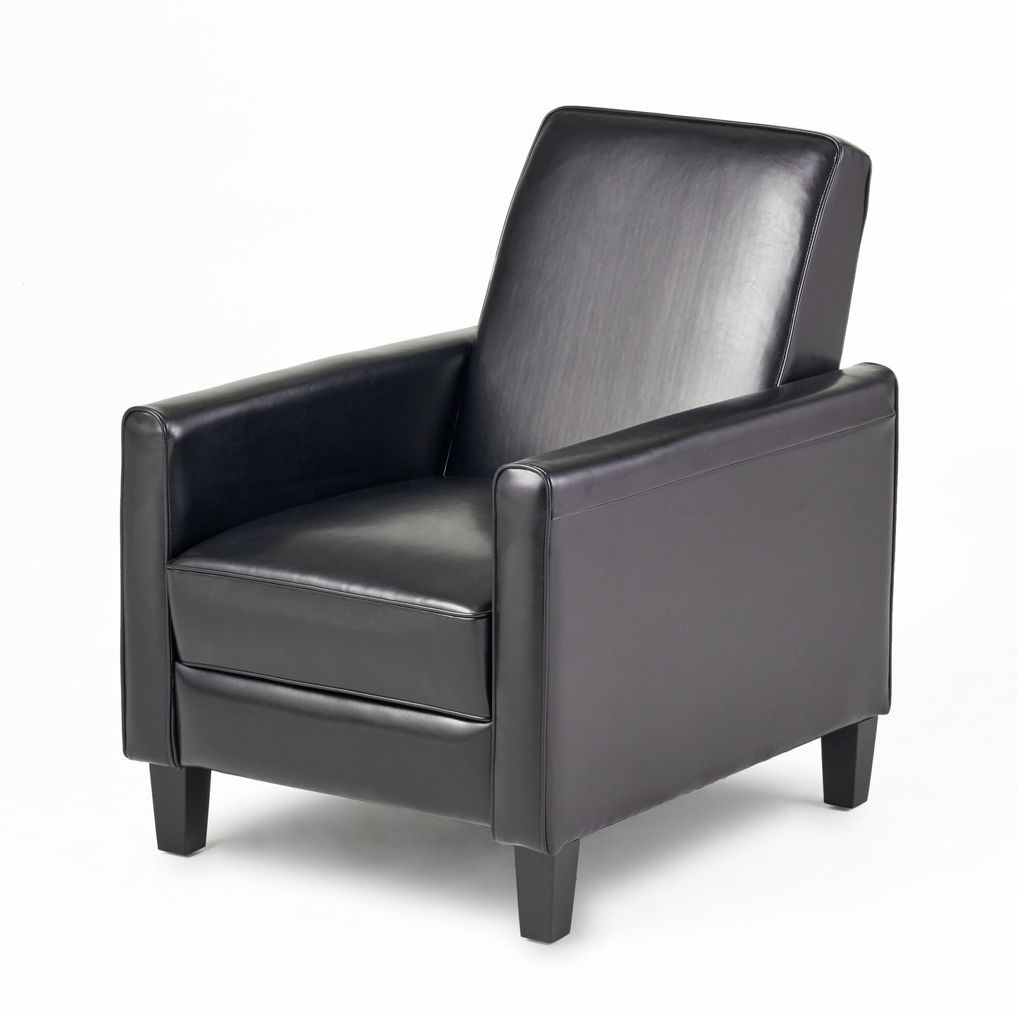 27.5" Push Back Recliner Chair Upholstered Recliner Armchair with Solid Beech Wood Legs for Living Room and Bedroom(Old SKU:52422.00PUBLK), Black image 8