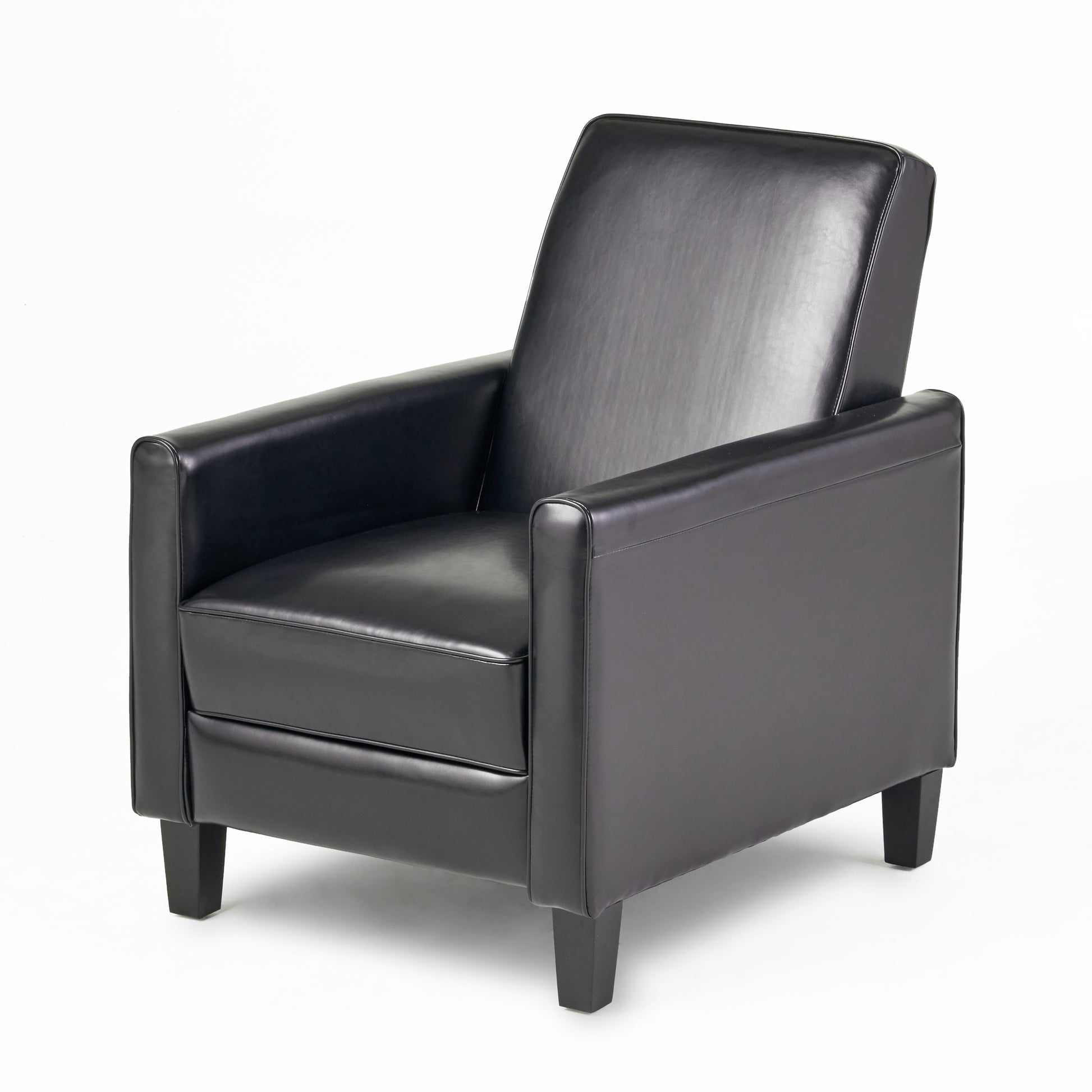 27.5" Push Back Recliner Chair Upholstered Recliner Armchair with Solid Beech Wood Legs for Living Room and Bedroom(Old SKU:52422.00PUBLK), Black image 8