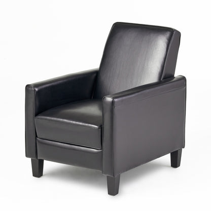 27.5" Push Back Recliner Chair Upholstered Recliner Armchair with Solid Beech Wood Legs for Living Room and Bedroom(Old SKU:52422.00PUBLK), Black image 8