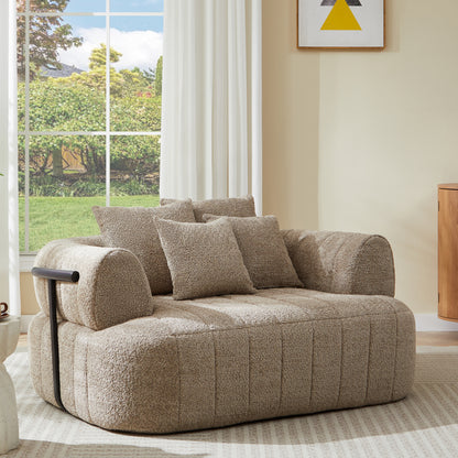 64" Oversized Boneless Chair Chaise Lounge Indoor with Metal Support, Upholstered Boucle Deep Seat Single Cloud Sofa Chair, Cozy Comfy Sofa Bed for Living Room & Bedroom image 1