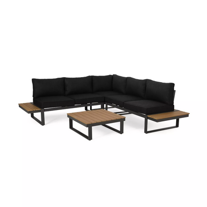 Sterling V-Shaped Outdoor Aluminum 5 Seater Sofa Set with Cushions image 2