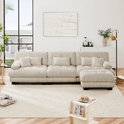 Luxury Modular Sectional Sofa Couch,Oversized L Shaped Cloud Couch for Living Room,Deep Seat Sofa Couch with Convertible Ottoman,Chenille Light coffee image 3